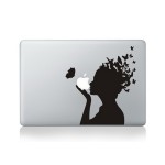 Schmetterling haar Macbook Schwarz Aufkleber